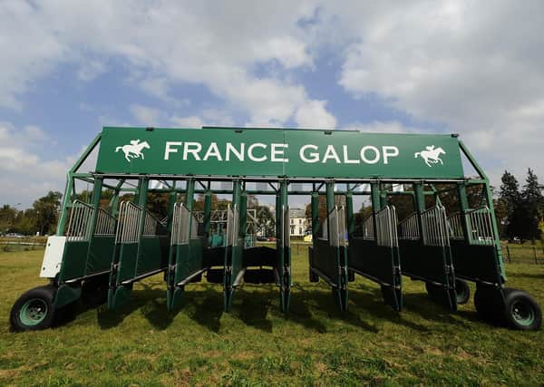 A set of starting stalls at ParisLongchamp racecourse. Picture: Alan Crowhurst/Getty