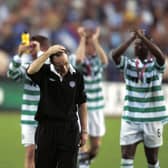 Martin O'Neill is a picture of despair at the end of the 2003 Uefa Cup final.