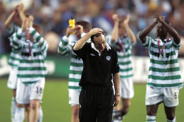 Martin O'Neill is a picture of despair at the end of the 2003 Uefa Cup final.