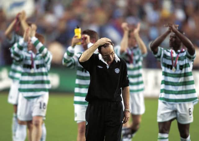 Martin O'Neill is a picture of despair at the end of the 2003 Uefa Cup final.