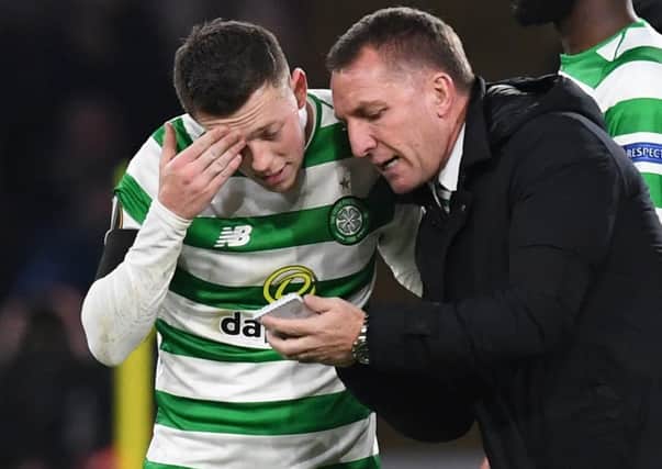 Callum McGregor with former Celtic manager Brendan Rodgers. Picture: Craig Williamson/SNS