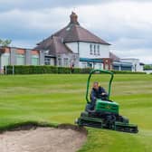 A greenkeeper getting Carrick Knowe, one of Edinburgh Leisure's venues, ready for the reopening of golf courses, which will be part of phase one of the Scottish Government's lockdown exit route map. Picture: SNS