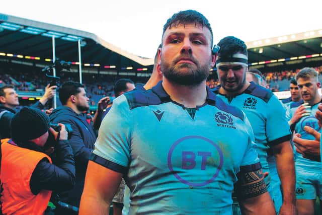 Scotland’s Rory Sutherland has played in all four games of this year’s Six Nations following his return from a freak injury. Main photograph: Gary Hutchison/SNS