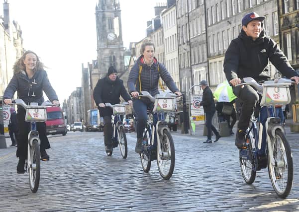 Riders are taking to the streets of Edinburgh on Just Eat Cycles in record numbers (Picture: Greg Macvean)