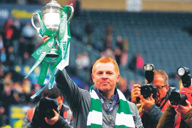 Celtic manager Neil Lennon with the Scottish Cup following last year's final triumph against Hearts. Picture: Craig Foy/SNS