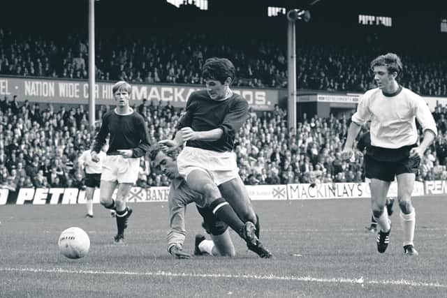 The elegant Donald Ford in action for Hearts against Clyde at Tynecastle in 1970.  Photograph: Scotsman Publications
