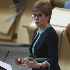 Nicola Sturgeon during a special coronavirus Covid-19 social distancing First Minister's Questions. Picture: Fraser Bremner - Pool/Getty Images