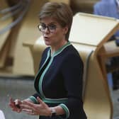 Nicola Sturgeon during a special coronavirus Covid-19 social distancing First Minister's Questions. Picture: Fraser Bremner - Pool/Getty Images