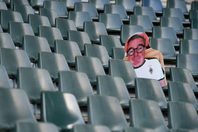 German football authorities are set to announce plans for Bundesliga matches to restart on May 9 in empty stadiums, with some clubs preparing to use carboard cutouts of fans. Picture: AFP via Getty Images