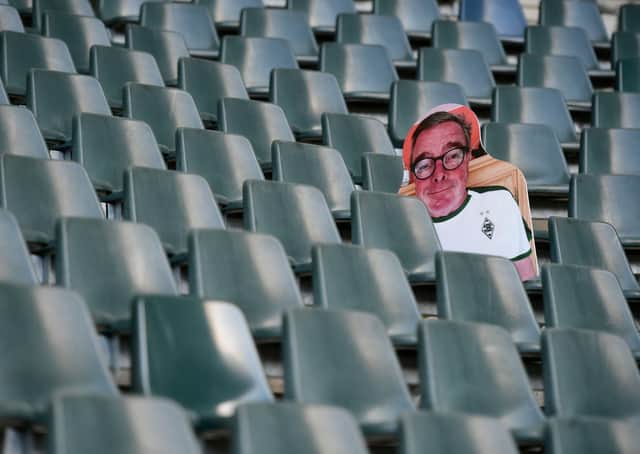 German football authorities are set to announce plans for Bundesliga matches to restart on May 9 in empty stadiums, with some clubs preparing to use carboard cutouts of fans. Picture: AFP via Getty Images