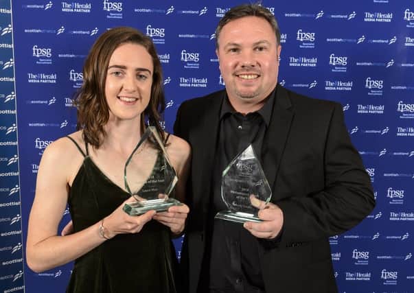 Laura Muir and her coach Andy Young at the Scottish Athletics Awards. Picture: Bobby Gavin