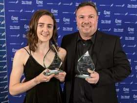 Laura Muir and her coach Andy Young at the Scottish Athletics Awards. Picture: Bobby Gavin