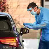 NHS staff are tested at a Covid-19 testing centre in Grangemout. Picture: Jeff J Mitchell/Getty Images