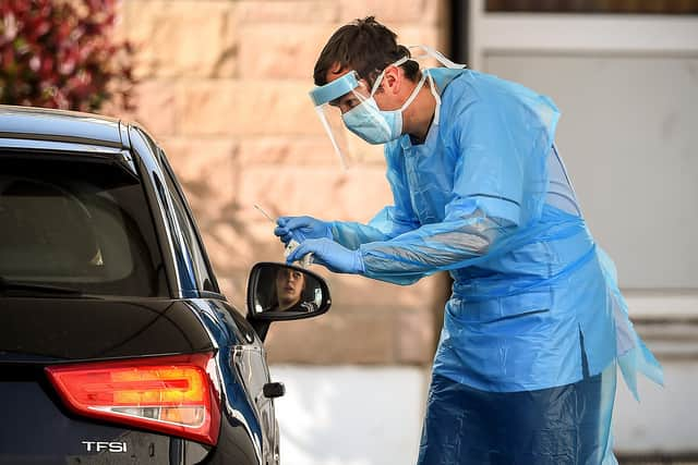 NHS staff are tested at a Covid-19 testing centre in Grangemout. Picture: Jeff J Mitchell/Getty Images