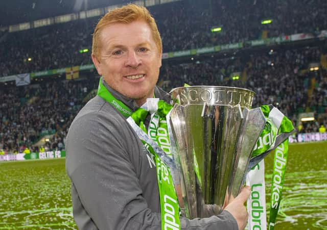 Celtic manager Neil Lennon is close to getting his hands on the Ladbrokes Premiership trophy once again. Picture: SNS