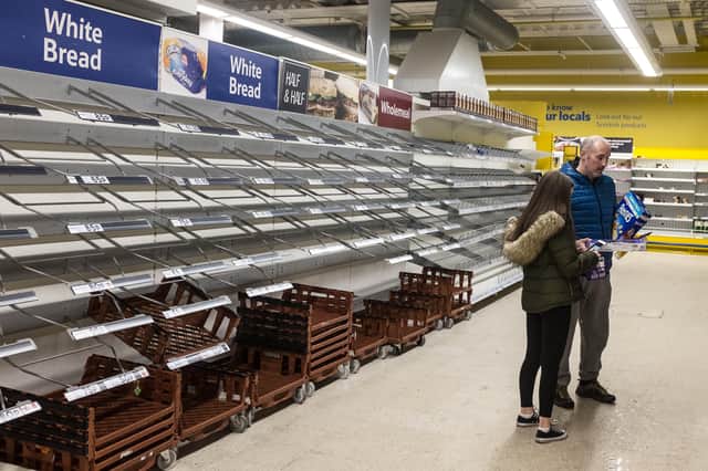 A Tesco in Glasgow after running out of bread. Picture: John Devlin