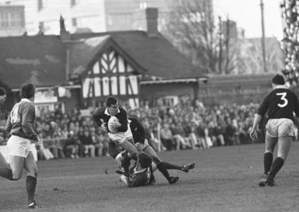 Iwan Tukalo in action during Scotland’s 13-10 win against Ireland at Lansdowne Road in the 1990 Grand Slam-winning campaign. Picture: TSPL