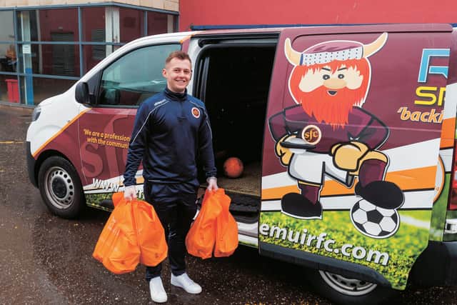 Stenhousemuir Community Coach Declan Kidd has been delivering food parcels. Picture: Mark Scates / SNS