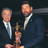Past and present: Former Ryder Cup captain Bernard Gallacher with Europe's current skipper Padraig Harrington. Picture: Luke Walker/Getty Images