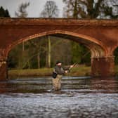 Anglers attend the opening day of the salmon fishing season on the River Tay at Kincalven bridge. Picture: Jeff J Mitchell/Getty Images