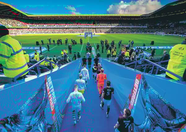 Hearts and Celtic run out at Murrayfield for their Betfred Cup semi-final in 2018. Picture: Ross Parker/SNS