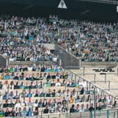 Some supporters in Germany will be paying £17 to have cardboard cut-outs of themselves at matches if the season resumes behind closed doors. Picture: Marius Becker/dpa via AP