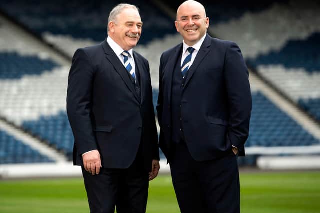 SFA president Rod Petrie, left, and vice president Mike Mulraney could save clubs at different levels of the game from financial disaster. Picture: SNS.