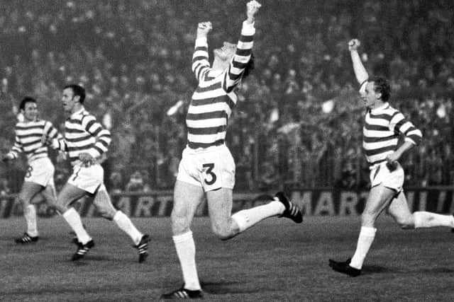Tommy Gemmell (3) celebrates after scoring the opening goal for Celtic