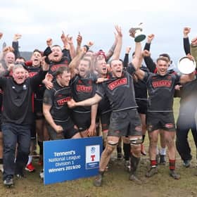 Biggar celebrate their title 'win' before the season was declared null and void.