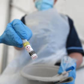 A nurse in action at a Covid-19 testing centre. Picture: John Devlin