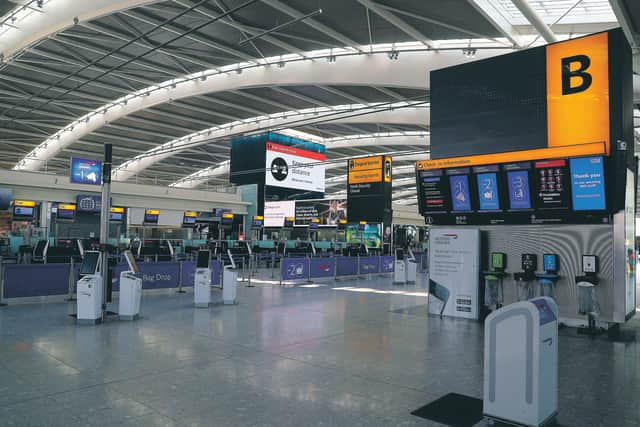 Heathrow’s deserted Terminal 5. Picture: Steve Parsons/PA