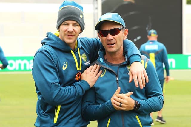 Australia captain Tim Paine, left, and coach Justin Langer. Picture: Mark Kolbe/Getty
