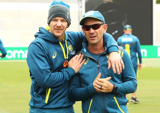 Australia captain Tim Paine, left, and coach Justin Langer. Picture: Mark Kolbe/Getty