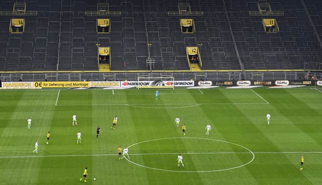 Borussia Dortmund's Signal Iduna Park will host the Ruhr derby against Schalke on Saturday 16 May without spectators. Picture: Martin Meissner/AP