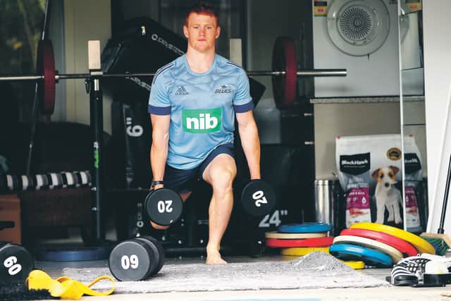 Finlay Christie, who was doing weights sessions in his garage during lockdown in New Zealand, is ready for the Super Rugby Aotearoa kick-off. Picture: Phil Walter/Getty Images