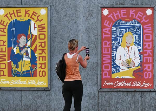 New tribute posters to key workers have apeared in Glasgow. Picture: John Devlin
