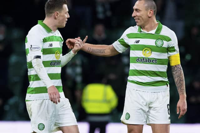 Callum McGregor, left, has the qualities to succeed Scott Brown as Celtic captain, according to the latter. Picture: Alan Harvey / SNS