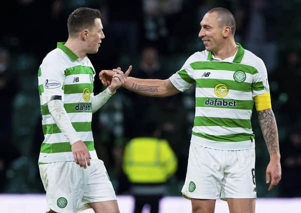 Callum McGregor, left, has the qualities to succeed Scott Brown as Celtic captain, according to the latter. Picture: Alan Harvey / SNS