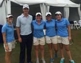 Gemma Dryburgh, third from left, is pictured with Justin Rose when she was a volunteer at the Zurich Classic in New Orleans.