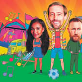 Maya Jama, Peter Crouch and Alex Horne are the new faces of Saturday night TV. Picture: John Riordan/Geraint Williams/BBC Pictures