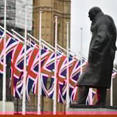 The Winston Churchill statue in Parliament Square, London, before it was covered up to save it from protesters (Picture: PA)