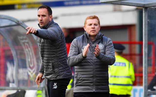Celtic No 2 John Kennedy, left, and manager Neil Lennon are looking to maintain the club's position as the dominant force in Scottish football. Picture: Craig Williamson/SNS