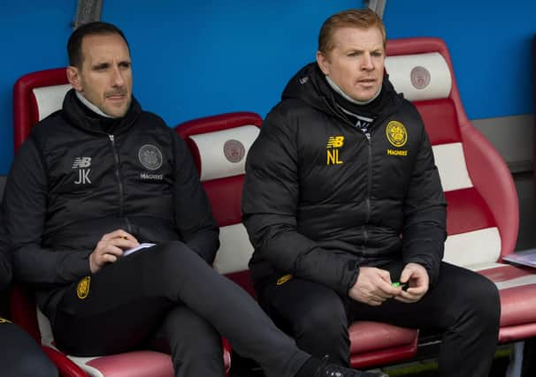 John Kennedy, left, was a leading candidate to replace Paul Heckingbottom at Hibs last year but was content to remain as Neil Lennon's assistant at Celtic. Picture: Craig Williamson/SNS Group