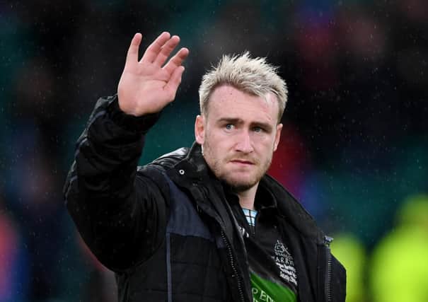 Stuart Hogg waves farewell to the Glasgow fans after his final appearance for the club in last year’s Guinness Pro14 final at Parkhead. Picture: SNS.