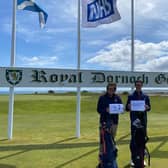 Bradley Smith and Calum Paterson undertaking their marathon event at Royal Dornoch on Saturday