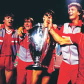 Gary Gillespie, second from right, celebrates Liverpool's 1984 European Cup final with fellow Scots Steve Nicol, Kenny Dalglish, Alan Hansen (obscured) and captain Graeme Souness. Picture: Liverpool FC via Getty Images)