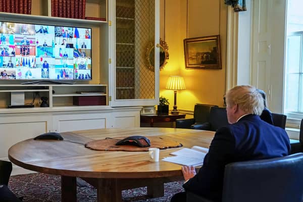 Boris Johnson on a video conference call to other G20 leaders. But such communications seldom seem to go without a hitch in the digital workplace (Picture: 10 Downing Street/Crown copyright/Andrew Parsons/PA Wire)
