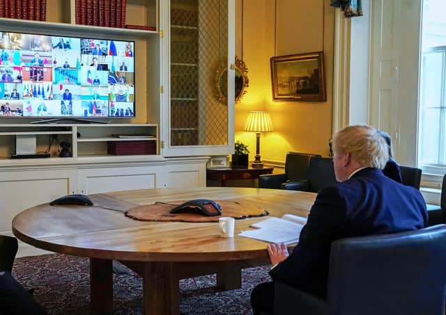 Boris Johnson on a video conference call to other G20 leaders. But such communications seldom seem to go without a hitch in the digital workplace (Picture: 10 Downing Street/Crown copyright/Andrew Parsons/PA Wire)