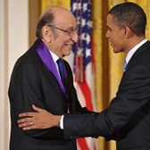 US President Barack Obama shakes hands with graphic designer Milton Glaser after presenting him with the 2009 National Medal of Arts during a ceremony February 25, 2010 (Picture:  MANDEL NGAN/AFP via Getty Images)