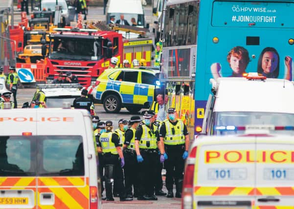 Police attend the scene of the multiple stabbing incident at the Park Inn hotel. Picture: Robert Perry